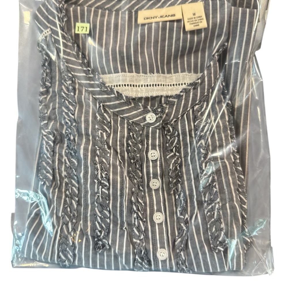 DKNY Blue and‎ White Striped Blouse - Picture 7 of 7